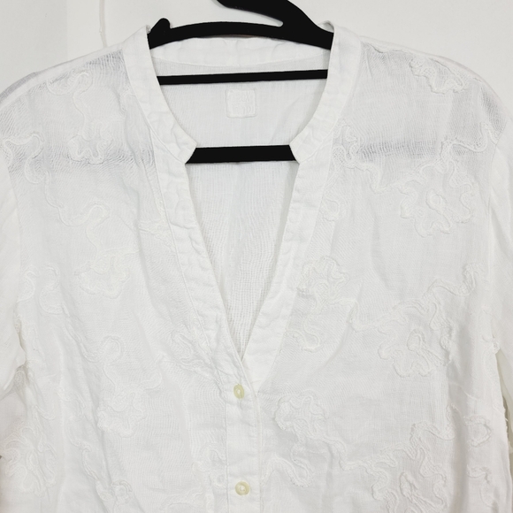 120% lino white printed blouse - Picture 3 of 7